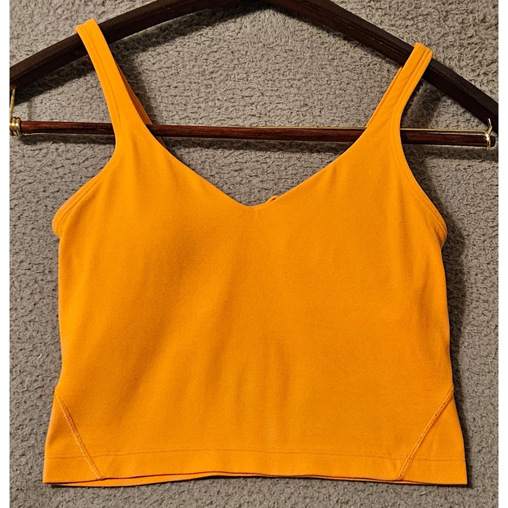 Lululemon Align Tank Top Orange Nulu Yoga Crop Built-in Bra Size 2 LW1DDSS